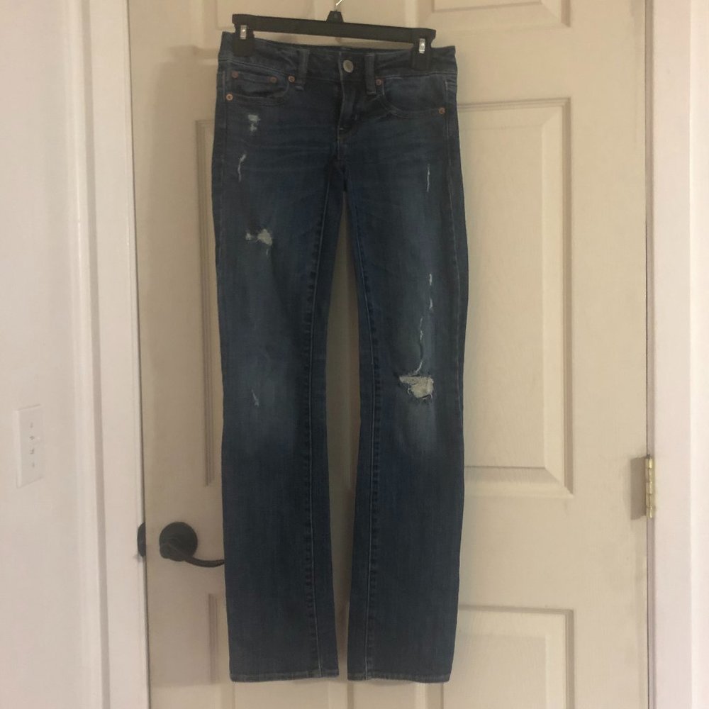 American Eagle Straight Stretch Distressed 00R
